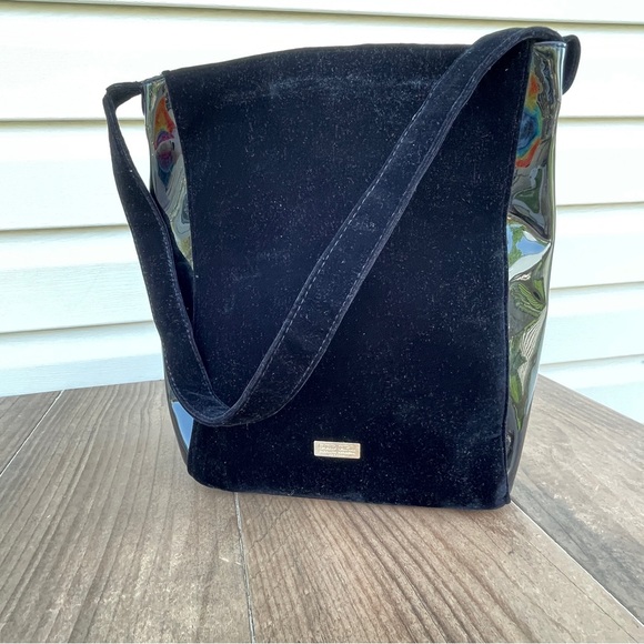Carolina Herrera Good Girl Black Patent Leather & Velvet Bag/Purse - Picture 1 of 5